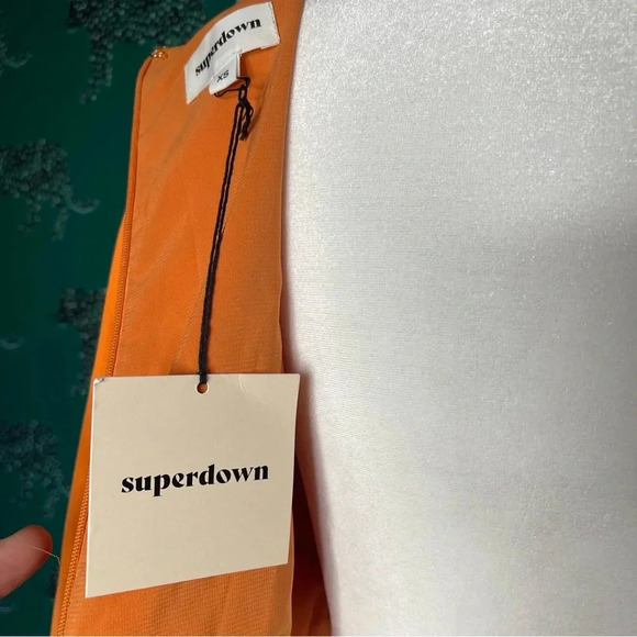 NWT Superdown Orange Selene Wrap Dress V-Neck Long Sleeves Front Tie Size XS - Picture 5 of 10
